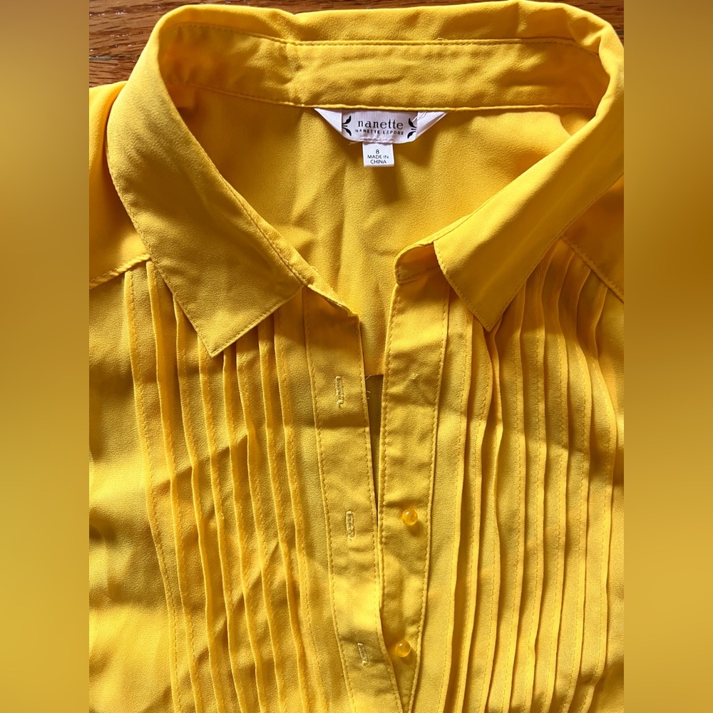 Nanette Lepore canary yellow front  button down dress